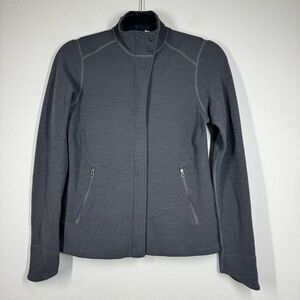 IBEX Zque Merino Wool Zip Up Jacket With Snaps Dark Grey Size Small
